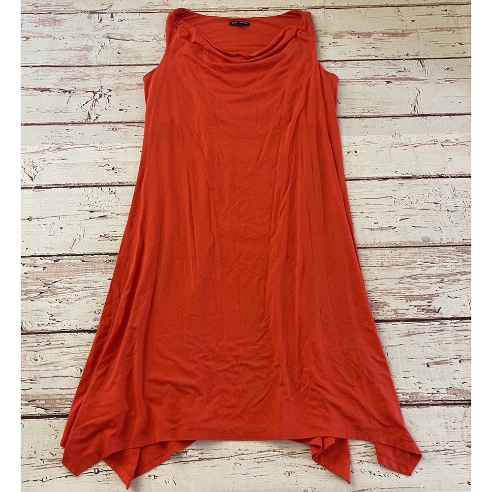 Eileen‎ Fisher Cowl Draped Neck Jersey Orange Sleeveless Dress Size Small